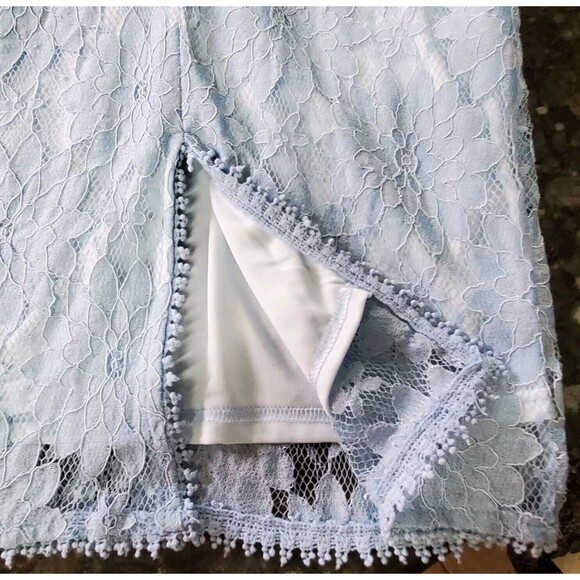 Pretty LittleThing Womens Floral Blue Lace 8 Dress Dusty Blue Transparent NWOT - Picture 6 of 16